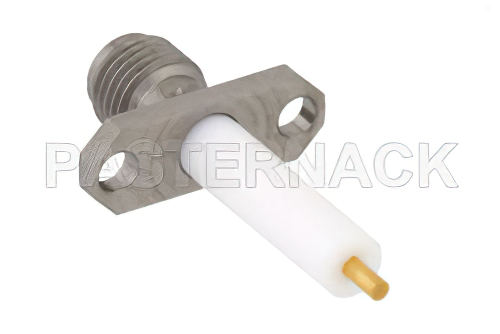 SMA Female Connector Solder Attachment 2 Hole Flange Mount Stub Terminal, .481 inch Hole Spacing, .050 inch Diameter