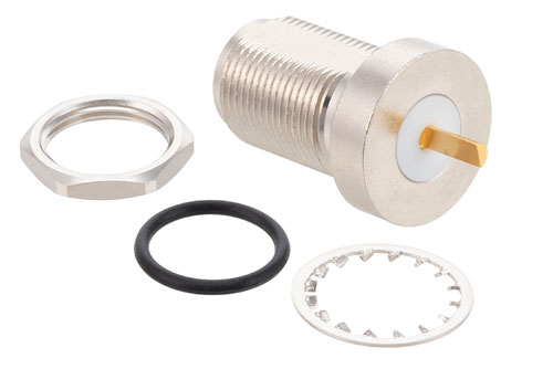 N Female Bulkhead Mount Connector Solder Attachment Pin Terminal, .640 inch DD Hole