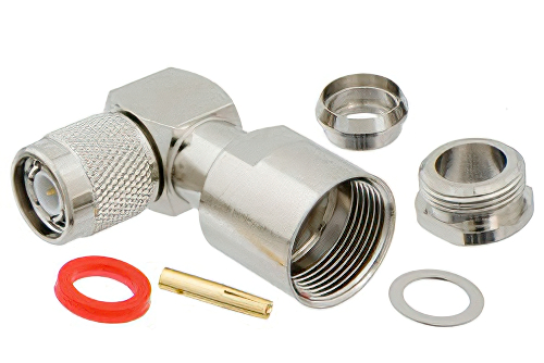 TNC Male Right Angle Connector Clamp/Solder Attachment for RG213, RG214, RG8, RG9, RG11, RG225, RG393, RG144, RG216, RG215