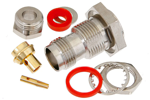 TNC Female Bulkhead Connector Clamp/Solder Attachment For PE-SR402AL, PE-SR402FL, RG402, .480 inch D Hole