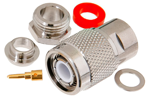 TNC Male Connector Clamp/Solder Attachment for RG59B/U, RG62, RG71