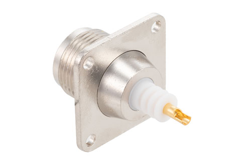 HN Female Connector Solder Attachment 4 Hole Flange Mount HN Female Connector Solder Attachment 4 Hole Flange Mount