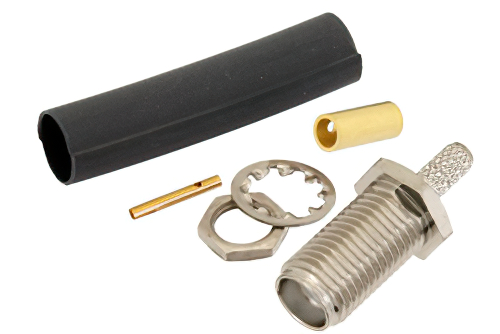 SMA Female Bulkhead Connector Solder Attachment For RG316, RG174, RG188, .235 inch D Hole