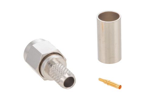 SMA Male Connector Crimp/Solder Attachment for RG58, RG303, RG141, PE-C195, LMR-195, 0.195 inch