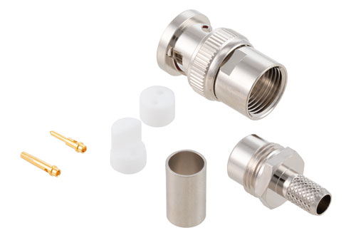 BNC Twinax Plug Connector Crimp/Solder Attachment for RG108, 78 Ohm Twinax