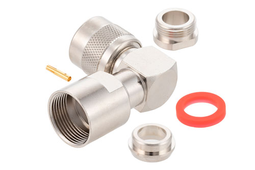 PASTERNACK PE4136 RT ANGLE N MALE CLAMP-ON ANTENNA CONNECTOR FOR RG-8 RG213 COAX 