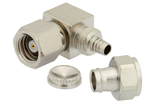 SMC Plug Right Angle Connector Clamp/Solder Attachment for RG174, RG316, RG188, LMR-100, PE-B100, PE-C100, 0.100 inch