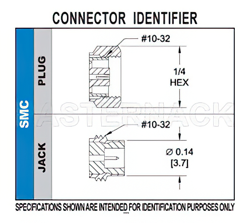 SMC Jack Bulkhead Connector Clamp/Solder Attachment For RG174, RG316, RG188, .177 inch D Hole