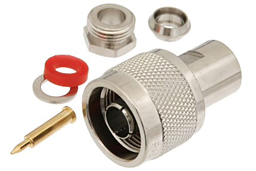 N Male Connector Clamp/Solder Attachment for RG59B/U, RG62, RG71