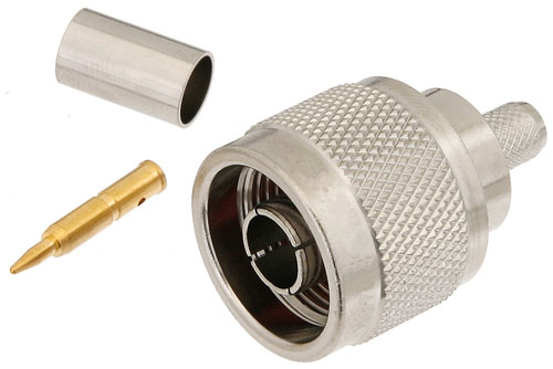 N Male Connector Crimp/Solder Attachment for RG8X, PE-C240, .240 inch, LMR-240