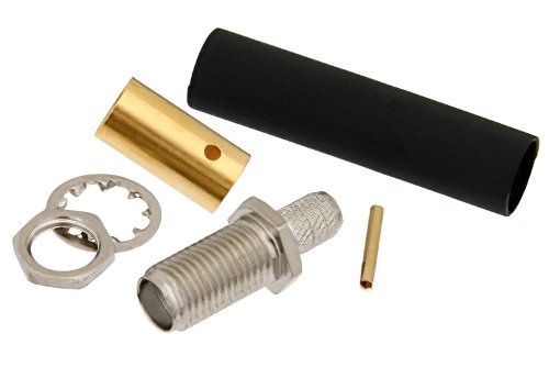 SMA Female Bulkhead Mount Connector Solder Attachment for RG58, RG55, RG142, RG223, .235 inch D Hole