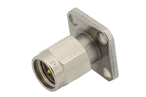 SMA Male Field Replaceable Connector With EMI Gasket 4 Hole Flange 0.012 inch Pin, .500 inch Flange Size