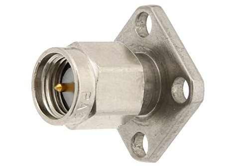 SMA Male Field Replaceable Connector With EMI Gasket 4 Hole Flange 0.015 inch Pin, .500 inch Flange Size