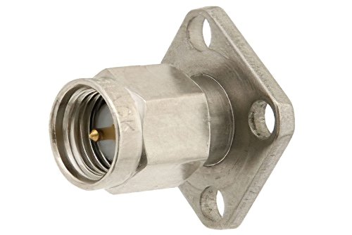 SMA Male Field Replaceable Connector 4 Hole Flange Mount .036 inch Pin, .500 inch Flange Size