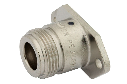 N Female Connector Solder Attachment 2 Hole Flange Mount Tab Terminal, 1.0 inch Hole Spacing