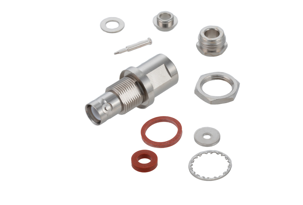 SHV Jack Bulkhead Connector Clamp/Solder Attachment For RG58, RG55, RG141, RG142, RG223, RG400, .480 inch D Hole