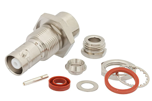 MHV Female Bulkhead Mount Connector Clamp/Solder Attachment for RG55, RG58, RG141, RG142, RG223, RG303, RG400, PE-C195, PE-P195, LMR-195