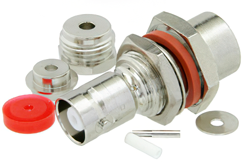 MHV Female Bulkhead Connector Clamp/Solder Attachment For RG174, RG316, RG188