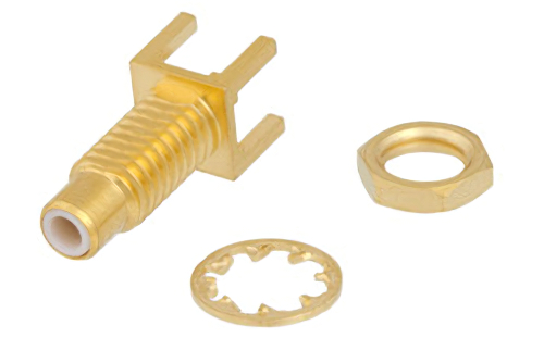 SMC Jack Bulkhead Mount Connector Solder Attachment Thru Hole PCB, .177 inch D Hole