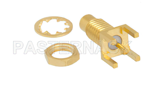 SMC Jack Bulkhead Mount Connector Solder Attachment Thru Hole PCB, .177 inch D Hole