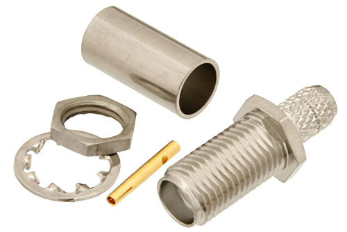 SMA Female Bulkhead Connector Crimp/Solder Attachment For RG58, .235 inch D Hole