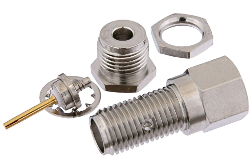 SMA Female Bulkhead Connector Clamp/Solder Attachment For RG178, RG196, .235 inch D Hole