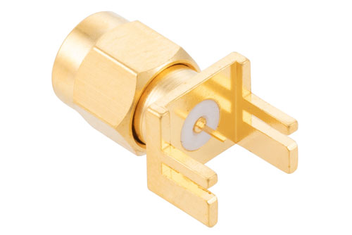 SMA Male Connector Solder Attachment 0.042 inch End Launch PCB, .020 inch x .010 inch Contact