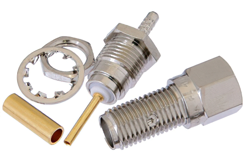 SMA Female Bulkhead Connector Solder Attachment For RG178, RG196, .235 inch D Hole