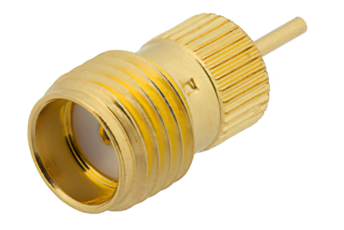 SMA Female Connector Solder Attachment Press-In Mount Tab Terminal, .200 inch Diameter