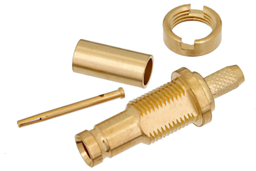 1.0/2.3 Jack Bulkhead Connector Crimp/Solder Attachment For RG174, RG316, RG188, .217 inch DD Hole