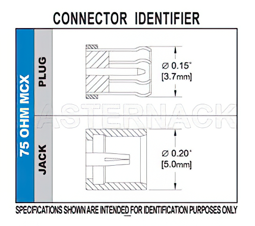 75 Ohm MCX Jack Connector Crimp/Solder Attachment for RG179, RG187