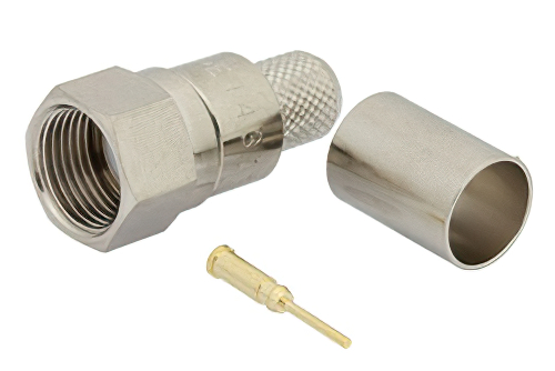 75 Ohm F Male Connector Crimp/Solder Attachment for RG6-CATV, 3 Pieces Connector