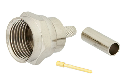 75 Ohm F Male Connector Crimp/Solder Attachment for RG179, RG187