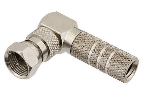 75 Ohm F Male Right Angle Connector Twist Attachment for RG59B/U, RG62, RG71