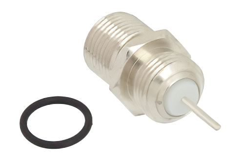 75 Ohm F Female Connector Solder Attachment Thread-In Mount Pin Terminal, .380 inch Diameter