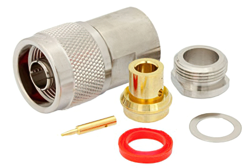 N Male Connector Clamp/Solder Attachment For PE-SR401AL, PE-SR401FL, RG401