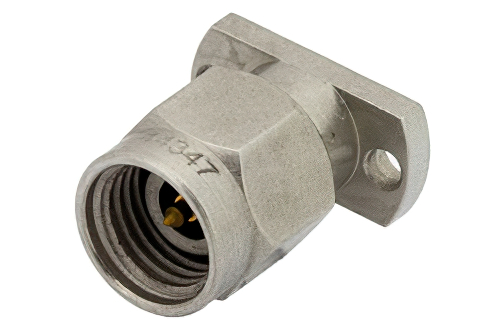 2.92mm Male Connector Solder Attachment 2 Hole Flange Pin Terminal, .354 inch Hole Spacing