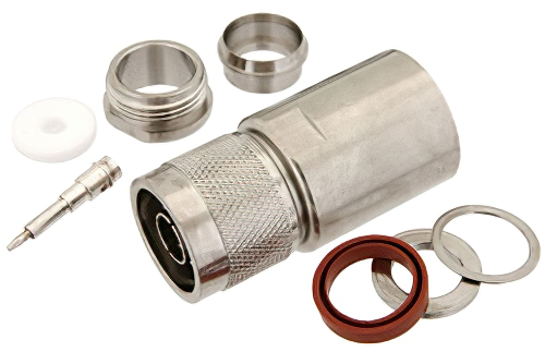 N Male Connector Clamp/Solder Attachment for PE-C600, 0.600 inch, LMR-600