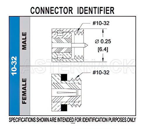 10-32 Female Connector Solder Attachment Thru Hole PCB, .200 inch x .067 inch Hole Spacing