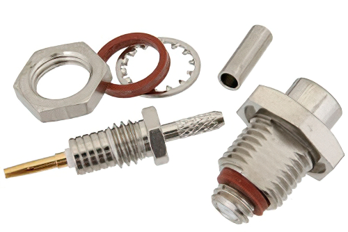 10-32 Female Bulkhead Mount Connector Crimp/Solder Attachment for RG178, RG196, .295 inch D Hole