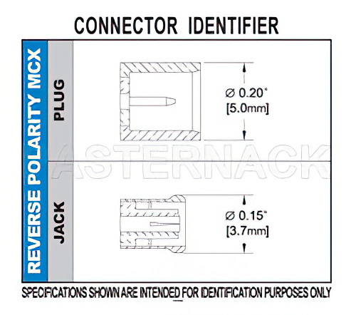 RP MCX Plug Connector Crimp/Solder Attachment for RG174, RG316, RG188, 0.100 inch, PE-B100, PE-C100, LMR-100