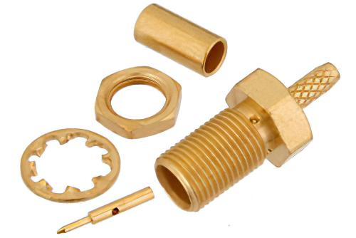 RP MCX Jack Bulkhead Connector Crimp/Solder Attachment For RG178, RG196, .177 inch D Hole