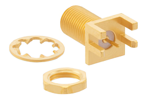 RP MCX Jack Bulkhead Connector Solder Attachment End Launch PCB, .177 inch D Hole
