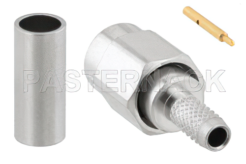 SSMA Male Connector Crimp/Solder Attachment for RG174, RG316, RG188, LMR-100, PE-B100, PE-C100, 0.100 inch