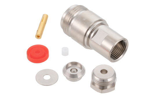 N Female Connector Clamp/Solder Attachment For RG174, RG316, RG188