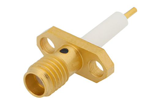 SSMA Female Connector Solder Attachment 2 Hole Flange Mount Pin Terminal, .328 inch Hole Spacing