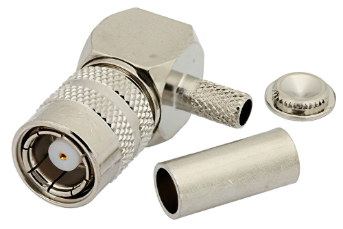 75 Ohm SMB Positive Snap Plug Right Angle Connector Crimp/Solder Attachment For RG180, RG195