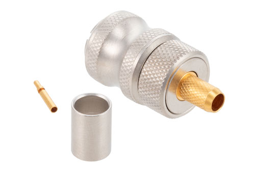 SMA Male QD Connector Crimp/Solder Attachment for PE-C195, PE-P195, RG58, RG141, RG303, LMR-195, 0.195 inch