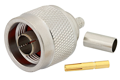 RP N Male Connector Crimp/Solder Attachment for RG55, RG141, RG142, RG223, RG400