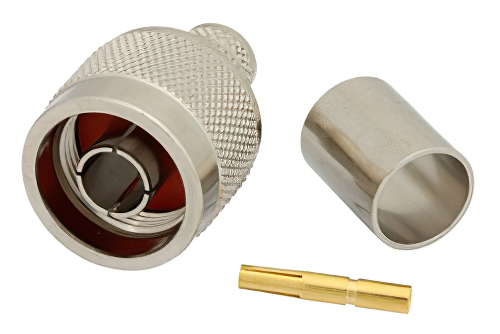 RP N Male Connector Crimp/Solder Attachment For RG214, RG393